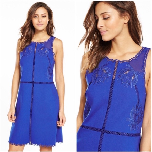 Ted Baker Codi embroidered scalloped hem dress - Picture 2 of 5